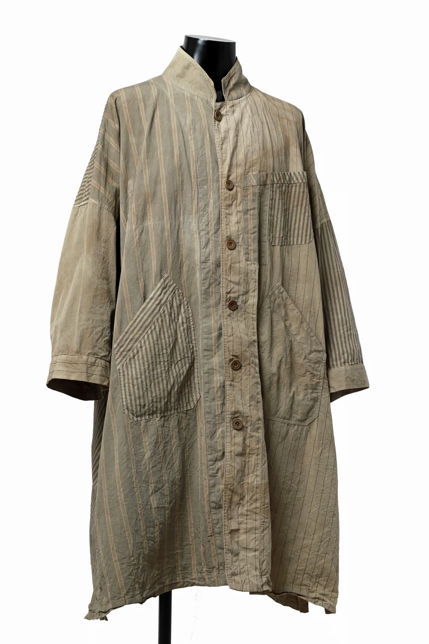 KLASICA WIDE CUT VINTAGE WORK COAT / GARMENT NATURAL DYED (MULTI MIX STRIPES) - Image 3