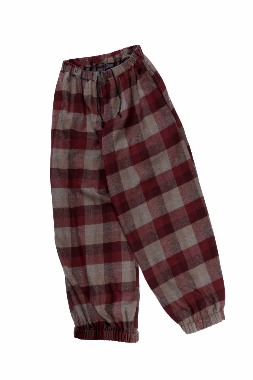 kujaku balloon easy waist pants / P-623 (red × brown) - Image 4