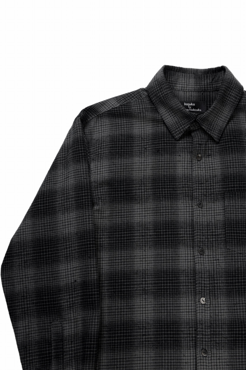 kujaku brushed check dress shirt / S-860 (black) - Image 10