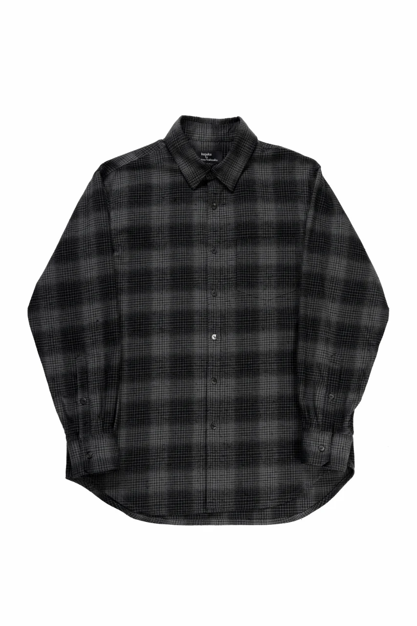 kujaku brushed check dress shirt / S-860 (black) - Image 4