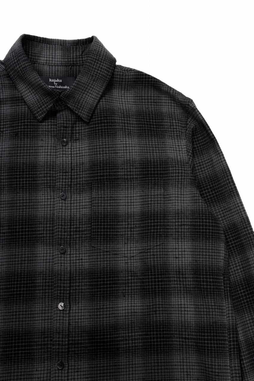 kujaku brushed check dress shirt / S-860 (black) - Image 5