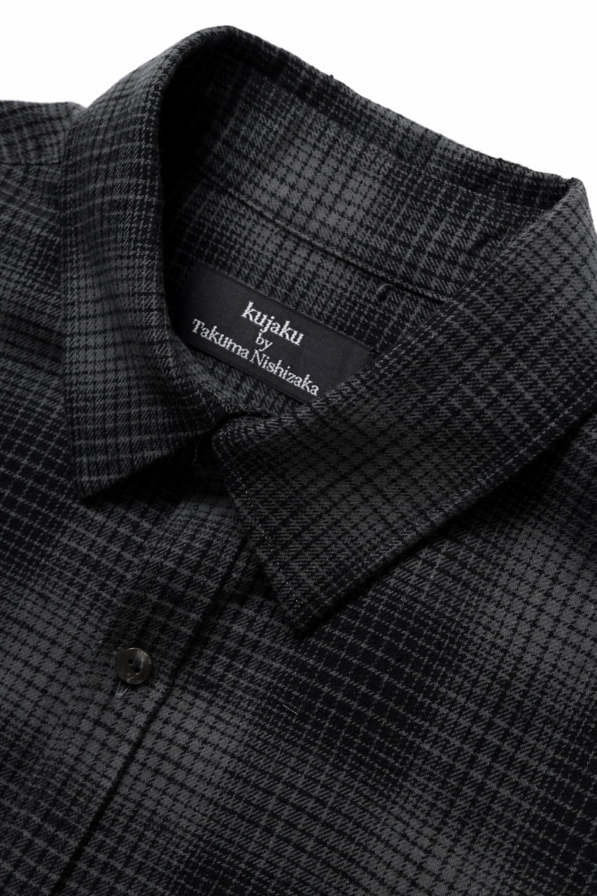 kujaku brushed check dress shirt / S-860 (black) - Image 9