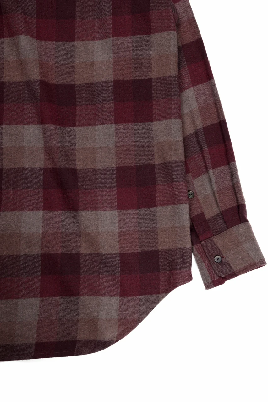 kujaku flannel dress shirt / S-610 (red × brown) - Image 10