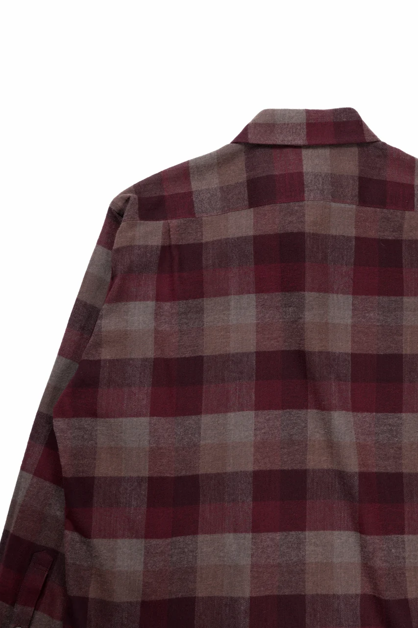 kujaku flannel dress shirt / S-610 (red × brown) - Image 11