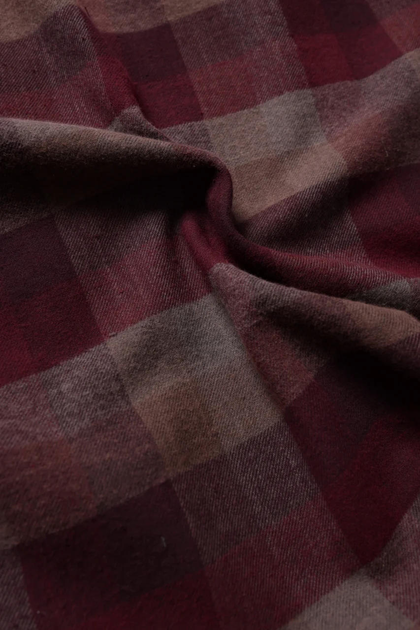 kujaku flannel dress shirt / S-610 (red × brown) - Image 12