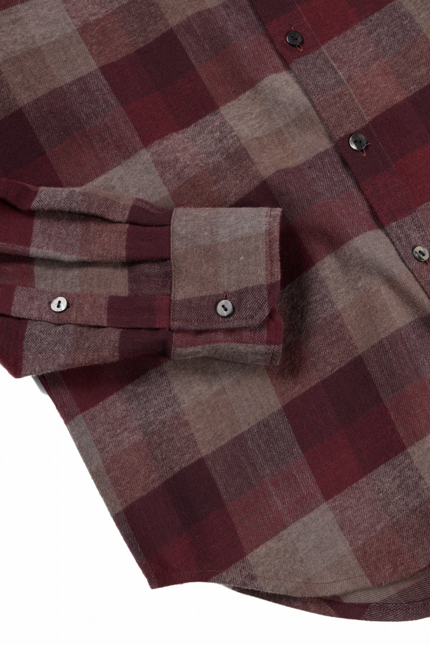 kujaku flannel dress shirt / S-610 (red × brown) - Image 8