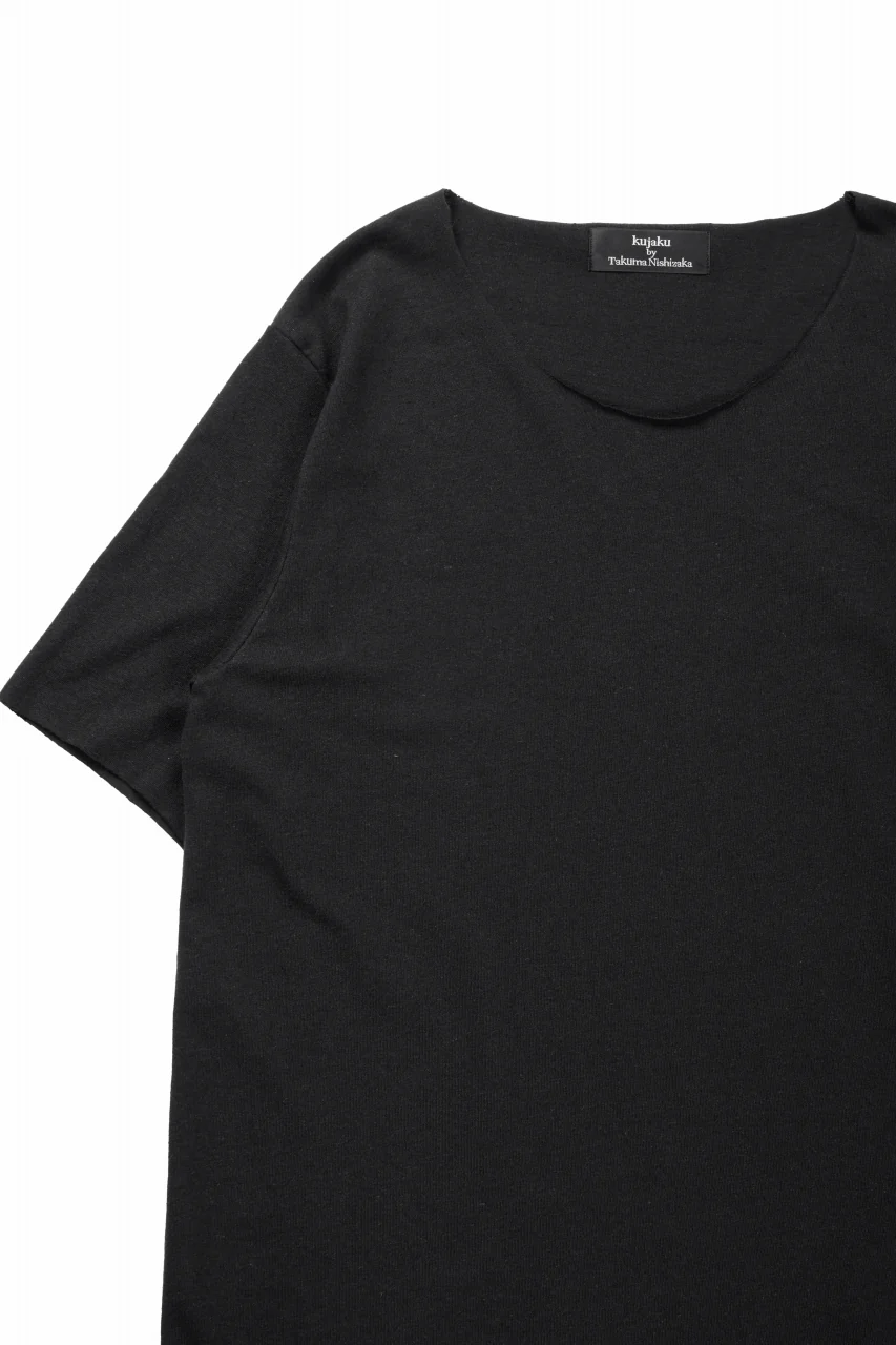 kujaku linen cotton jersey rawedge tops / K-875 (black) - Image 6