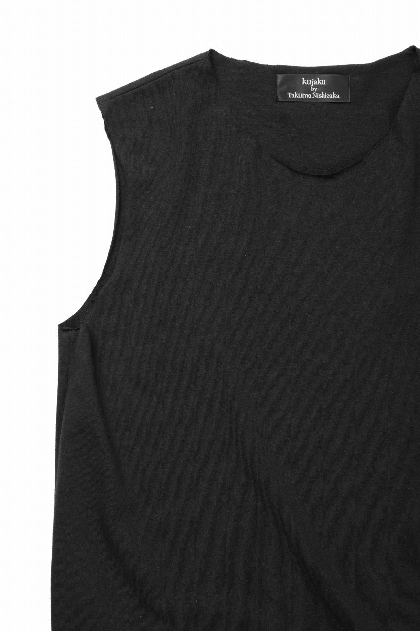 kujaku linen cotton jersey sleeve-less tops / K-154 (black) - Image 7