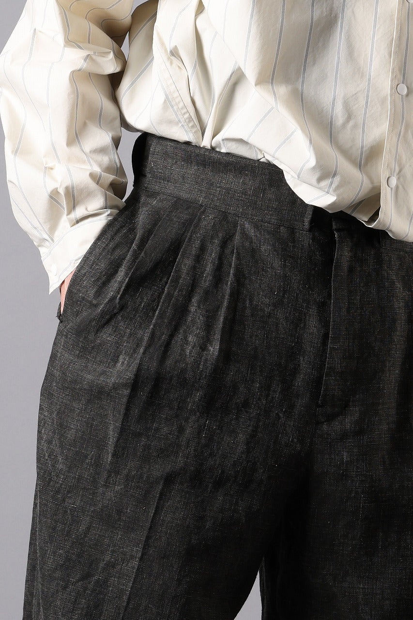 kujaku washed ink double hem pants with matching belt / P-866 (black) - Image 10