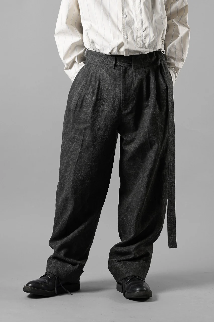 kujaku washed ink double hem pants with matching belt / P-866 (black) - Image 16