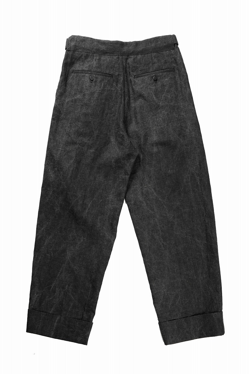 kujaku washed ink double hem pants with matching belt / P-866 (black) - Image 3