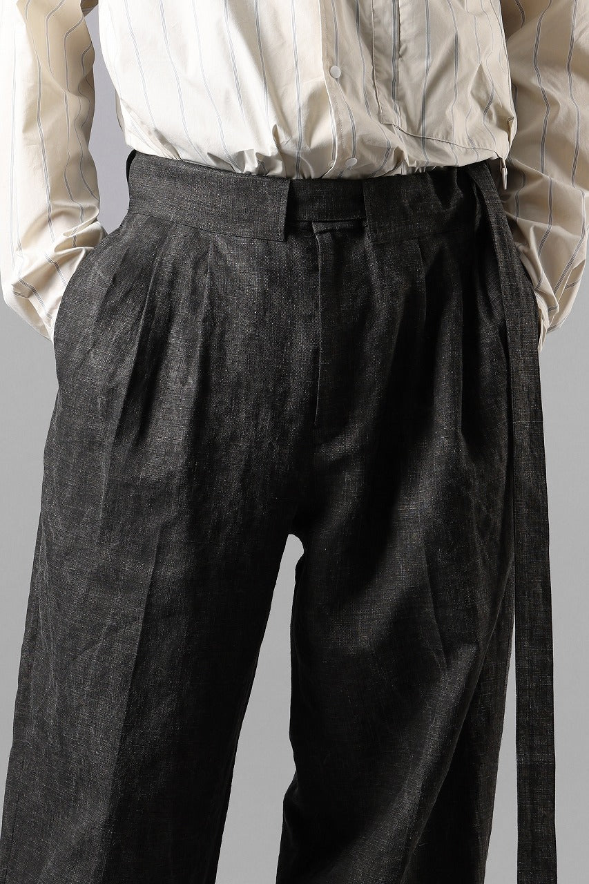 kujaku washed ink double hem pants with matching belt / P-866 (black) - Image 4