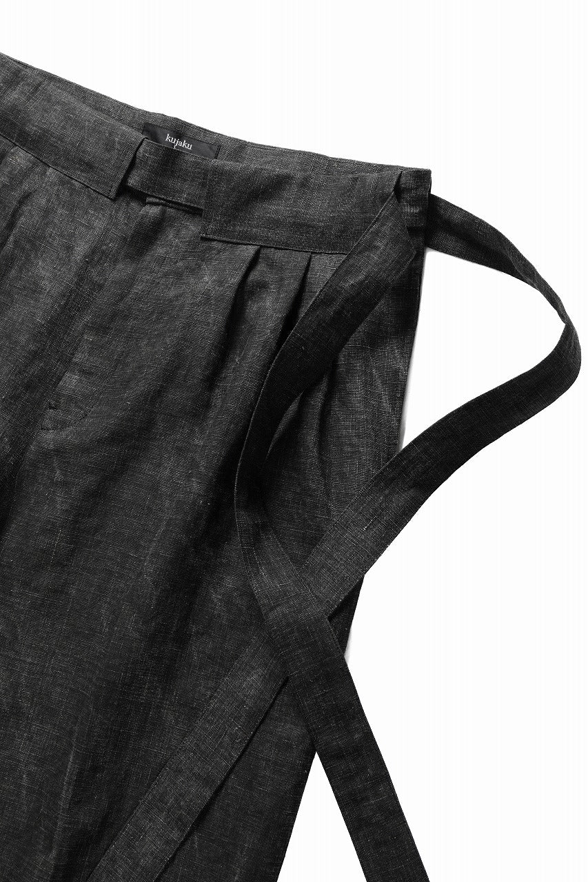 kujaku washed ink double hem pants with matching belt / P-866 (black) - Image 5