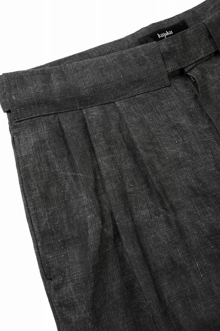 kujaku washed ink double hem pants with matching belt / P-866 (black) - Image 7