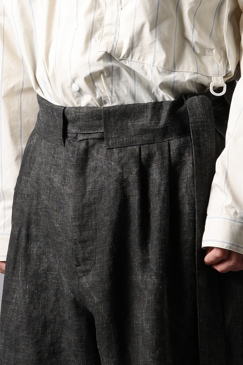 kujaku washed ink double hem pants with matching belt / P-866 (black) - Image 8