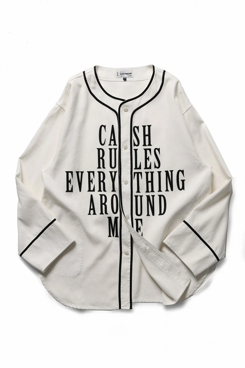 LASTMAN BASEBALL SHIRT "C.R.E.A.M" (L/S) (WHITE) - Image 3