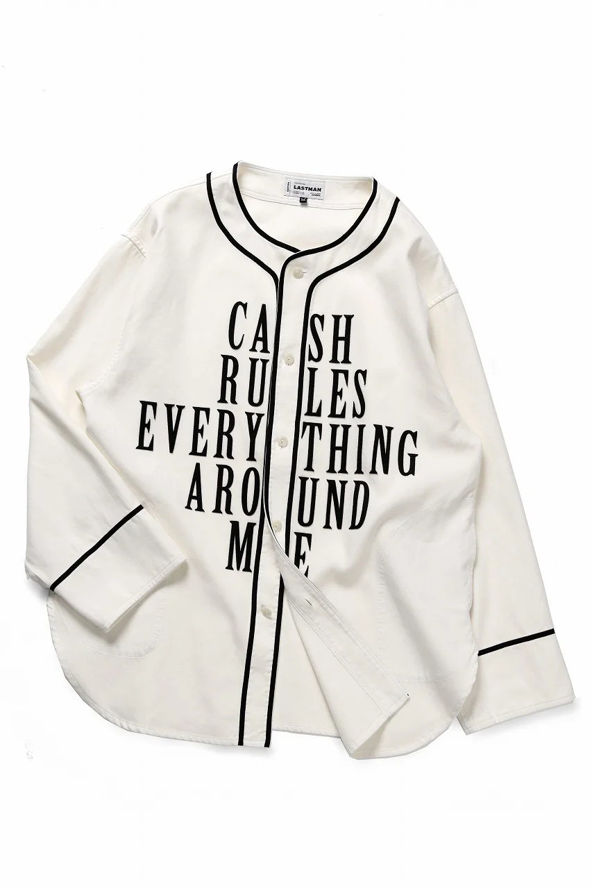 LASTMAN BASEBALL SHIRT "C.R.E.A.M" (L/S) (WHITE) - Image 4
