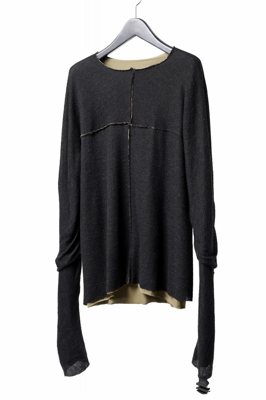m.a+ double one piece long sleeve knit & t-shirt / T211DM/VLOH/JCL1 (BLACK/WOOD BROWN) - Image 2