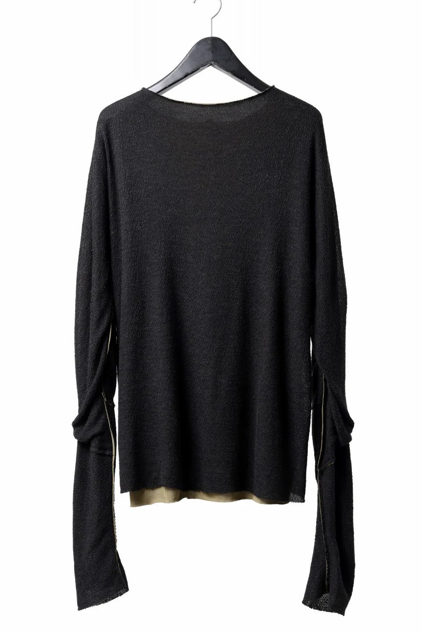 m.a+ double one piece long sleeve knit & t-shirt / T211DM/VLOH/JCL1 (BLACK/WOOD BROWN) - Image 3