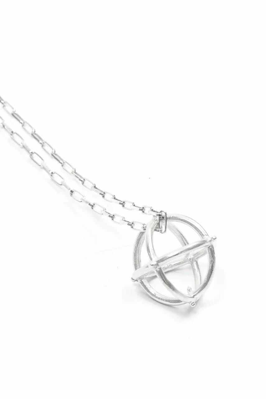 m.a+ large + globe necklace with silver chain / AD41 / AG (SILVER) - Image 3