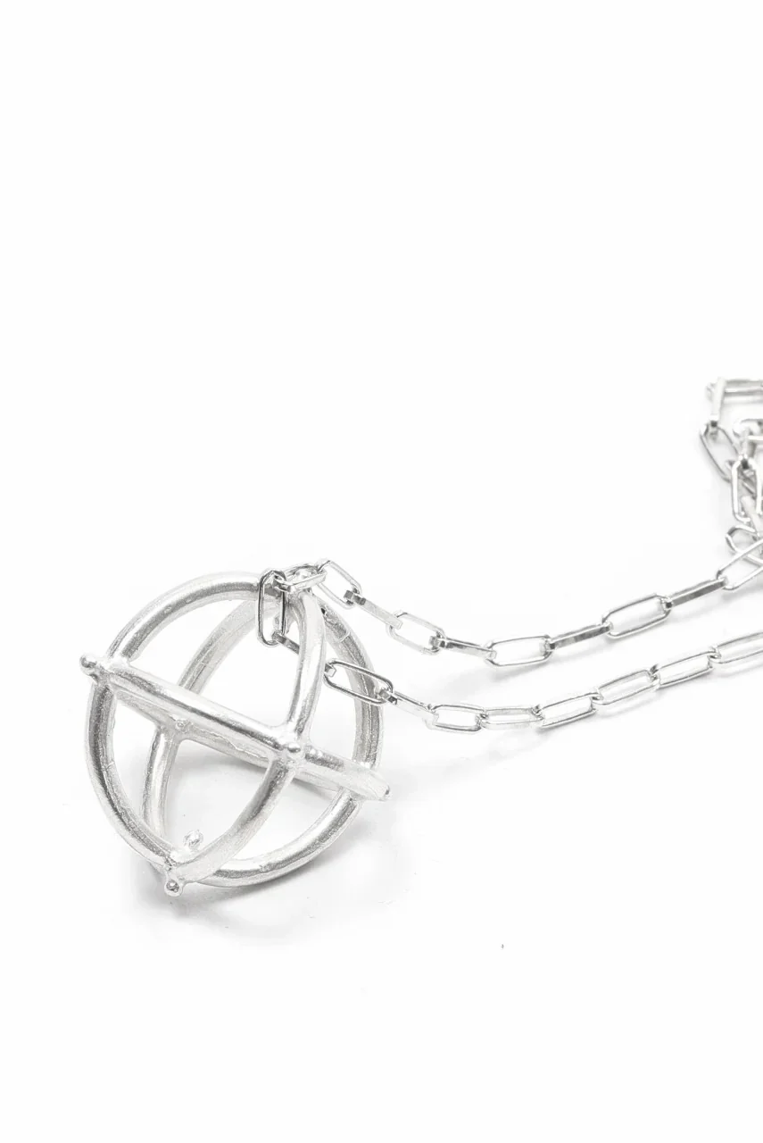 m.a+ large + globe necklace with silver chain / AD41 / AG (SILVER) - Image 5
