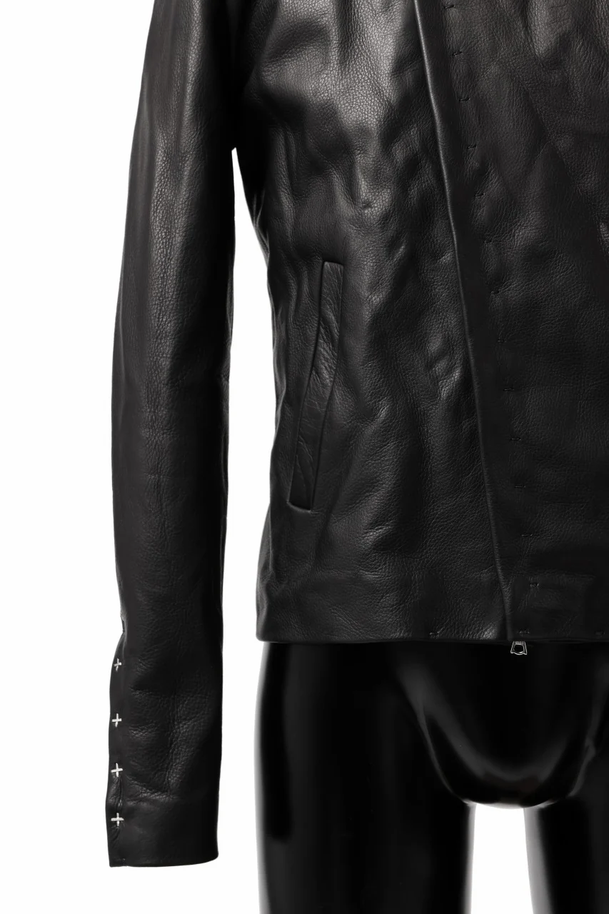 m.a+ silver crosses sleeve diagonal zip biker jacket / J1/S+/SY1.0 (BLACK) - Image 12