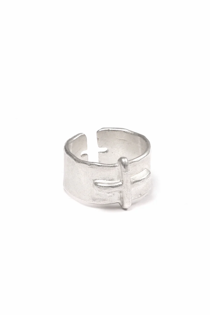 m.a+ silver stitched cross ring / AG18/AG (SILVER) - Image 8