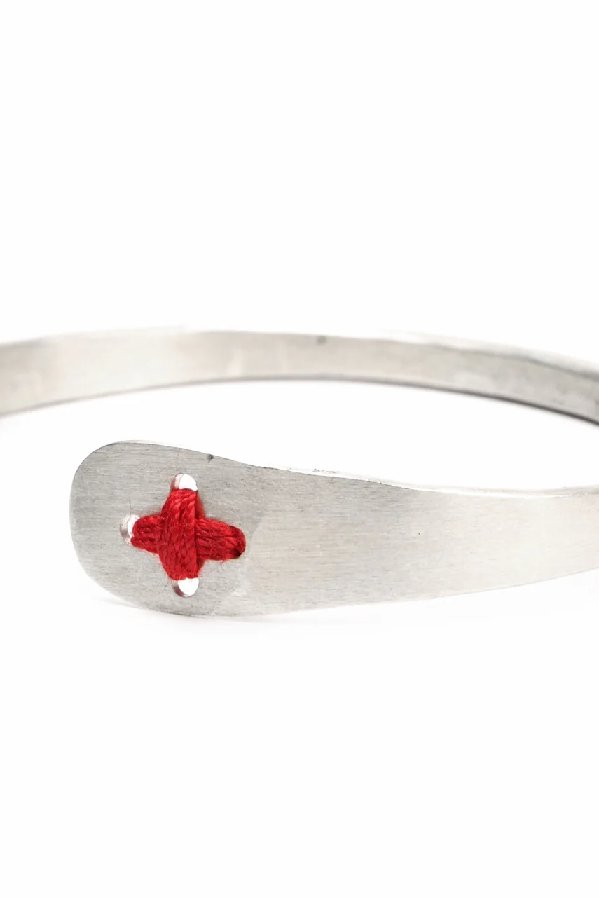 m.a+ stitched cross silver bangle / AB11/AG (SILVER) - Image 11