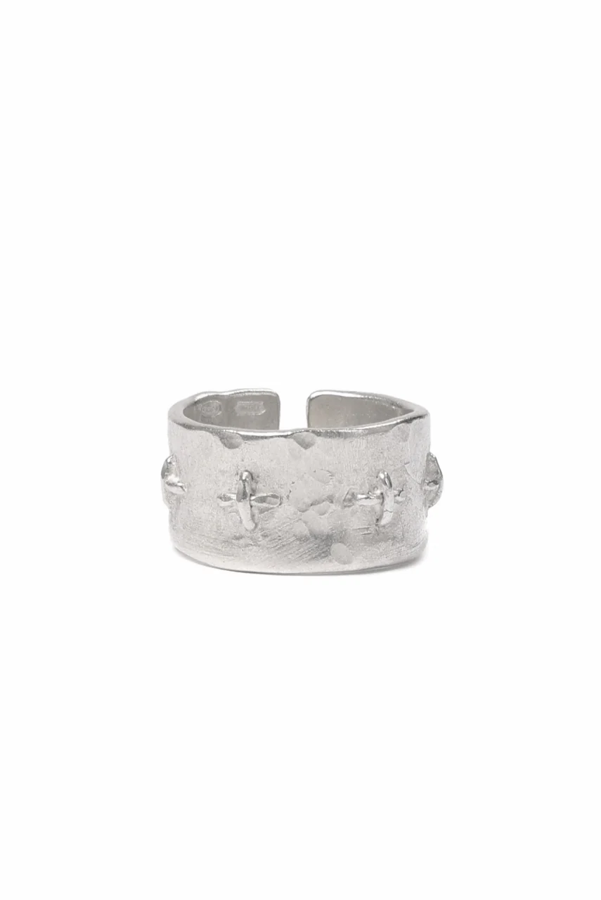 m.a+ thick silver stitched multiple cross ring / AG538/AG (SILVER) - Image 3