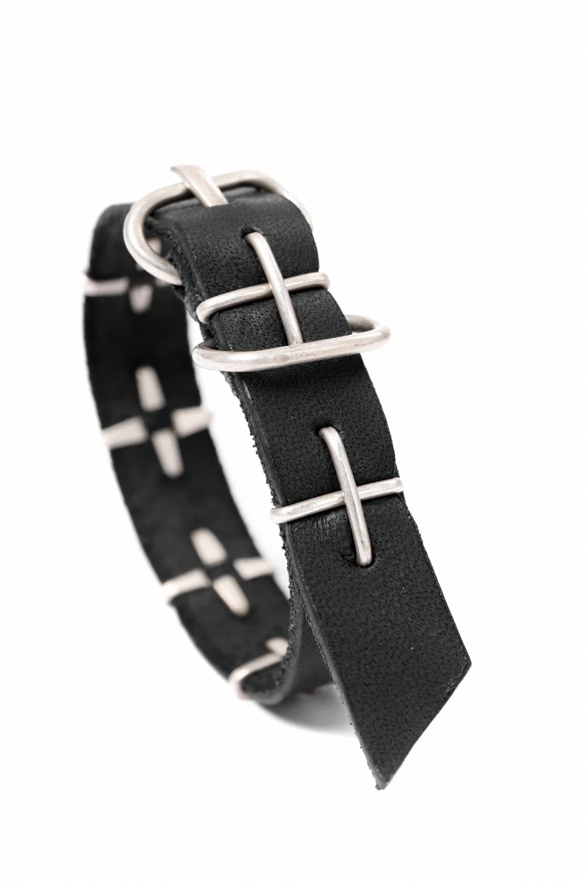 m.a+ thin silver cross studded wrist band / A-F2BL1/GR2,0 (BLACK) - Image 8