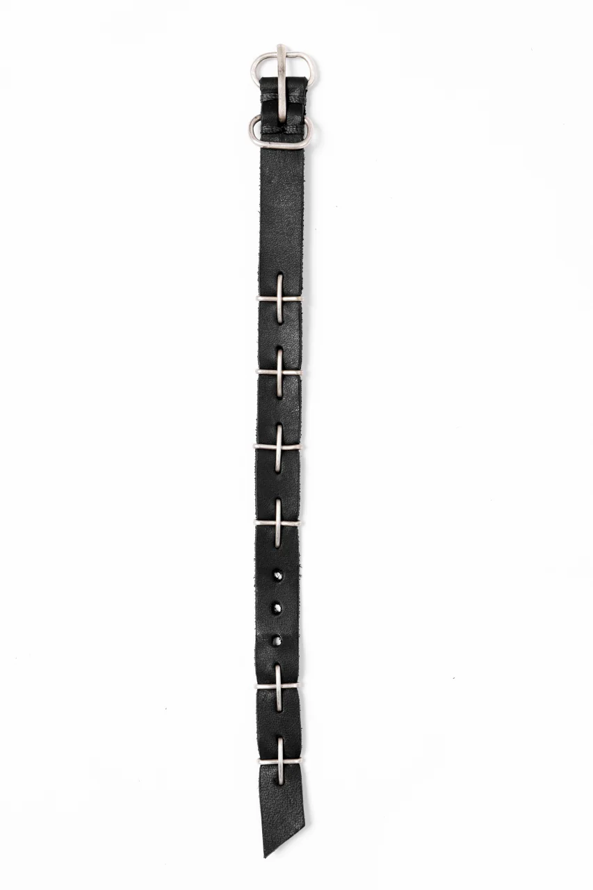 m.a+ thin silver cross studded wrist band / A-F2BL1/ GR2,0 (BLACK) - Image 10