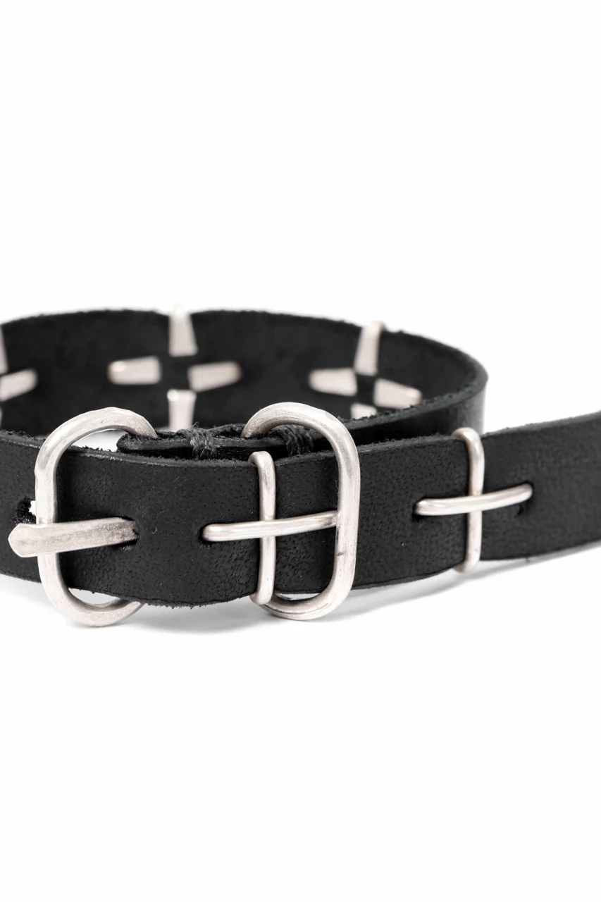 m.a+ thin silver cross studded wrist band / A-F2BL1/ GR2,0 (BLACK) - Image 11