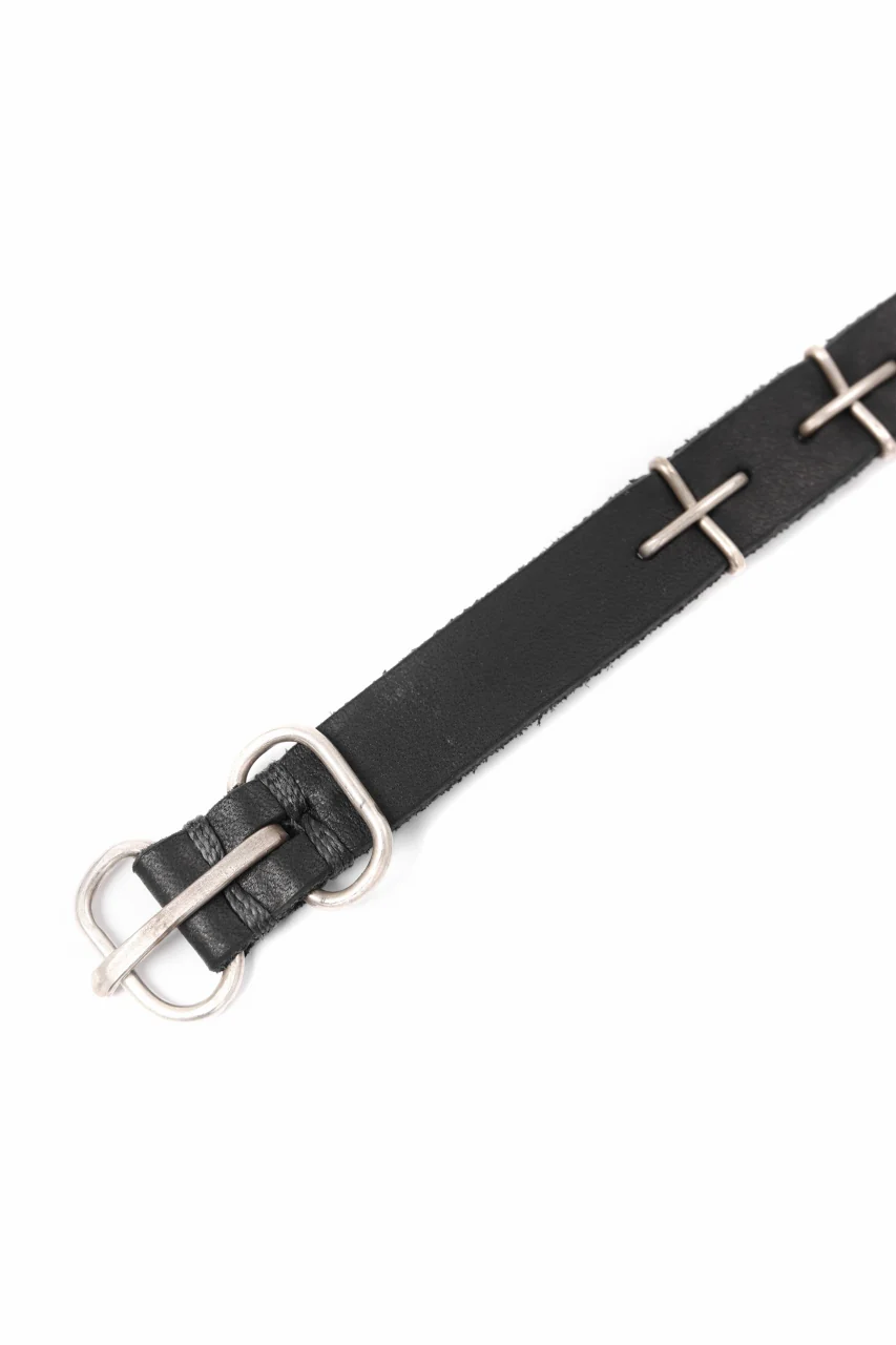 m.a+ thin silver cross studded wrist band / A-F2BL1/ GR2,0 (BLACK) - Image 13