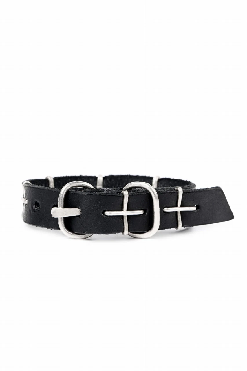 m.a+ thin silver cross studded wrist band / A-F2BL1/GR2,0 (BLACK) - Image 7