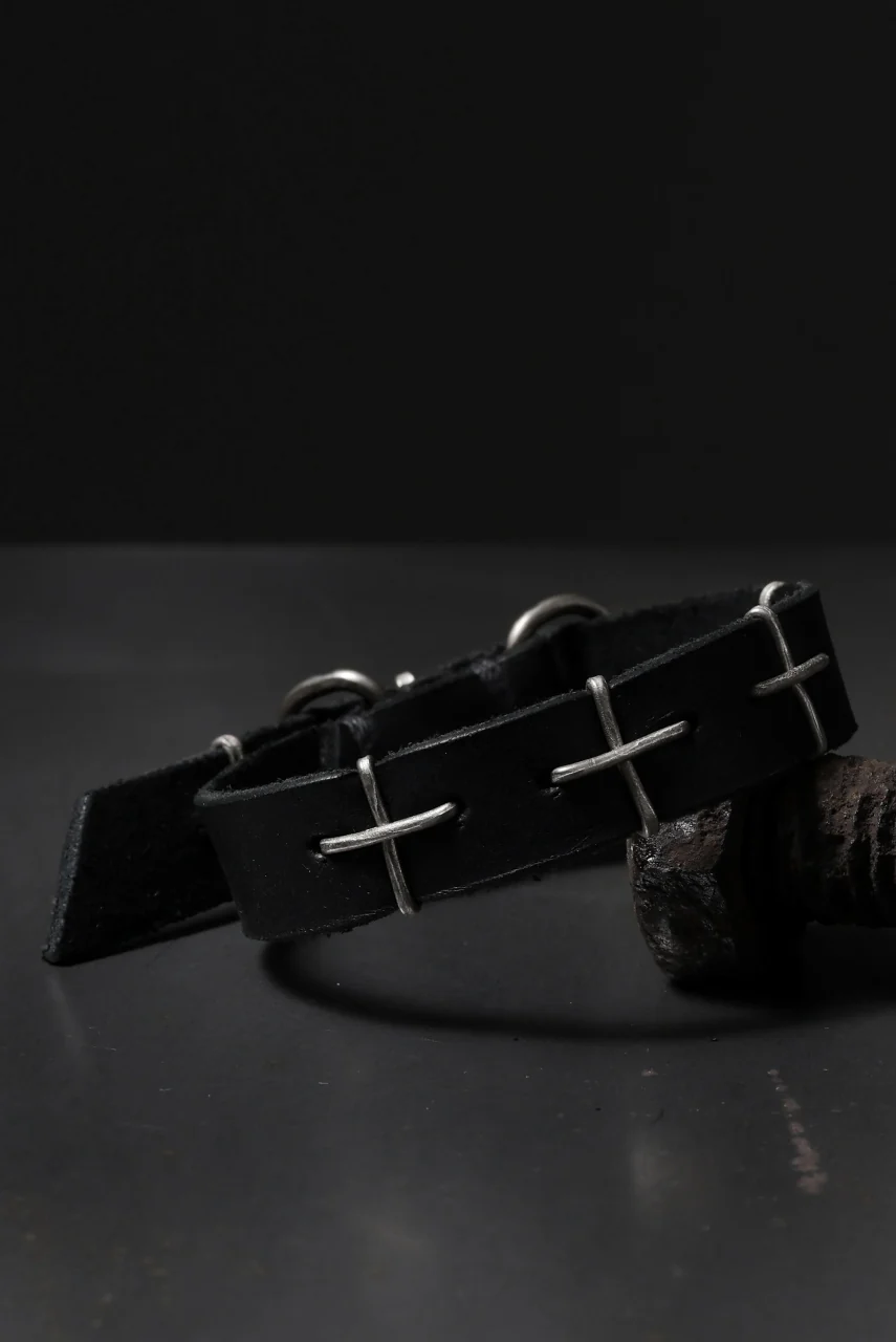 m.a+ thin silver cross studded wrist band / A-F2BL1/GR2,0 (BLACK) - Image 20