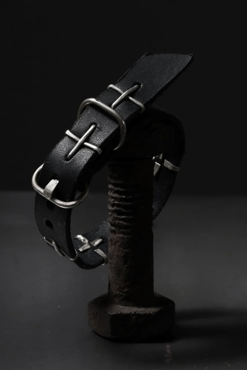 m.a+ thin silver cross studded wrist band / A-F2BL1/GR2,0 (BLACK) - Image 22