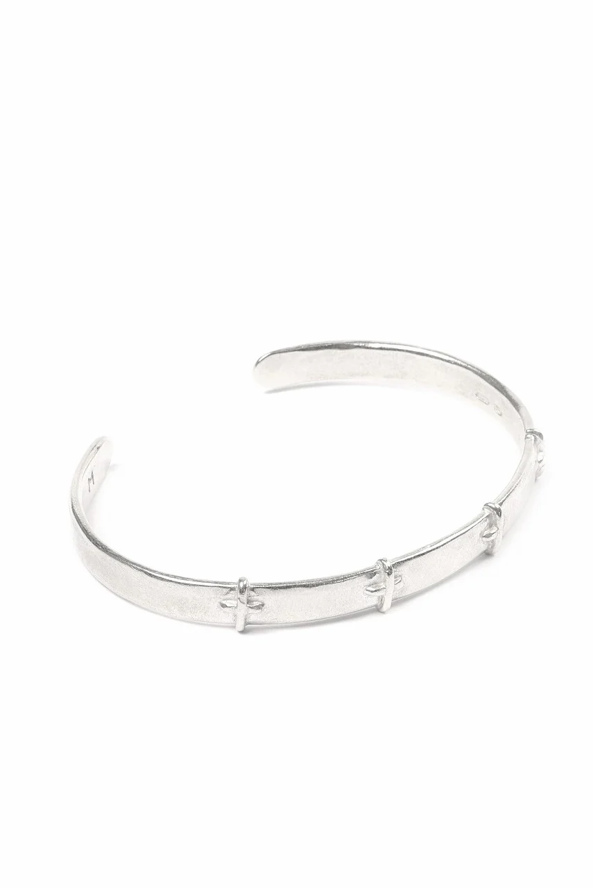 m.a+ thin silver stitched cross silver bangle / AB058 AG (SILVER) - Image 4