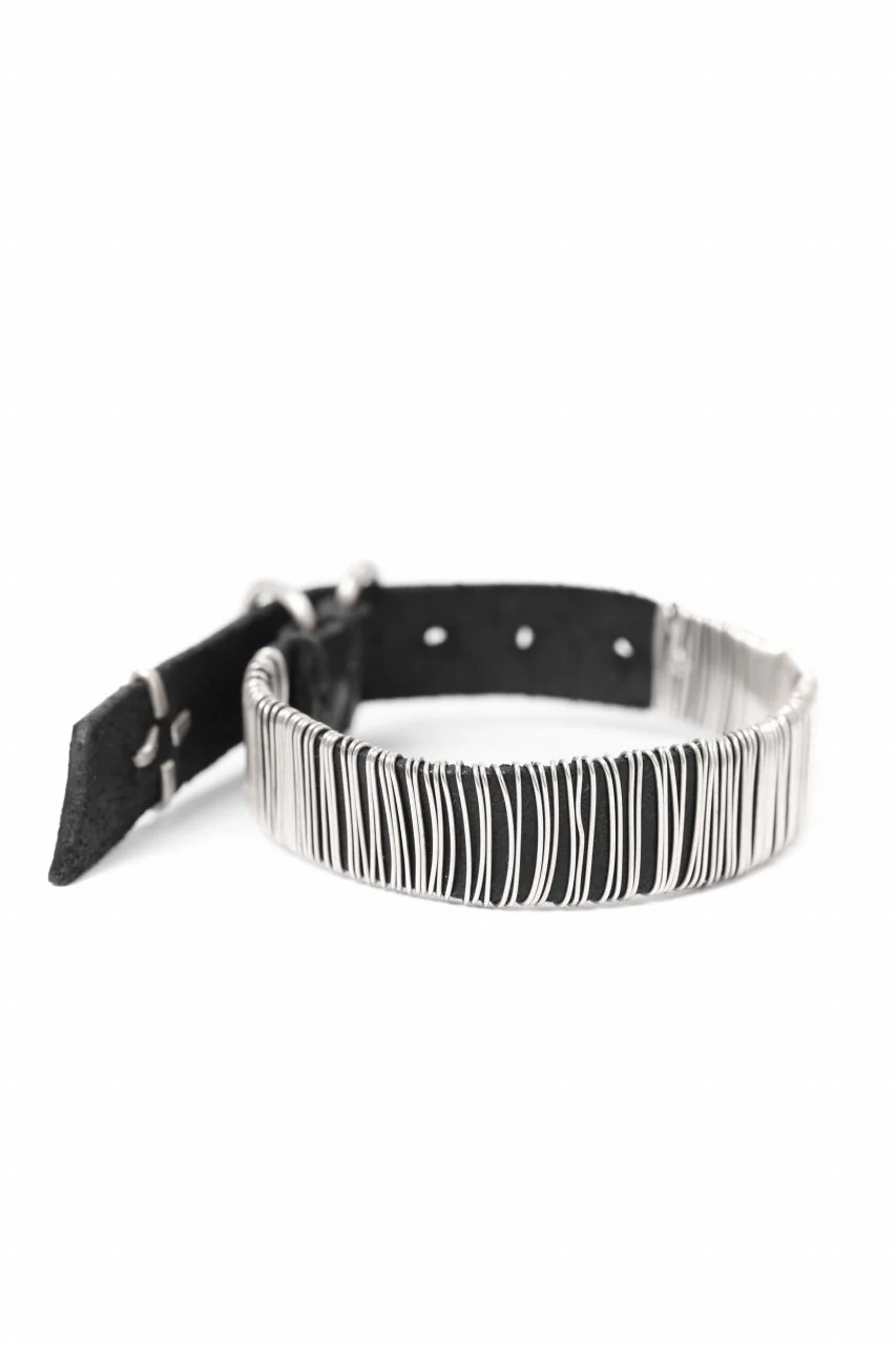 m.a+ thin silver wrapped wrist band / A-F7BL1/GR2,0 (BLACK) - Image 7
