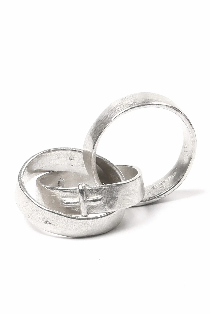 m.a+ triple silver ring w/stitched cross / AG318 AG (SILVER) - Image 6