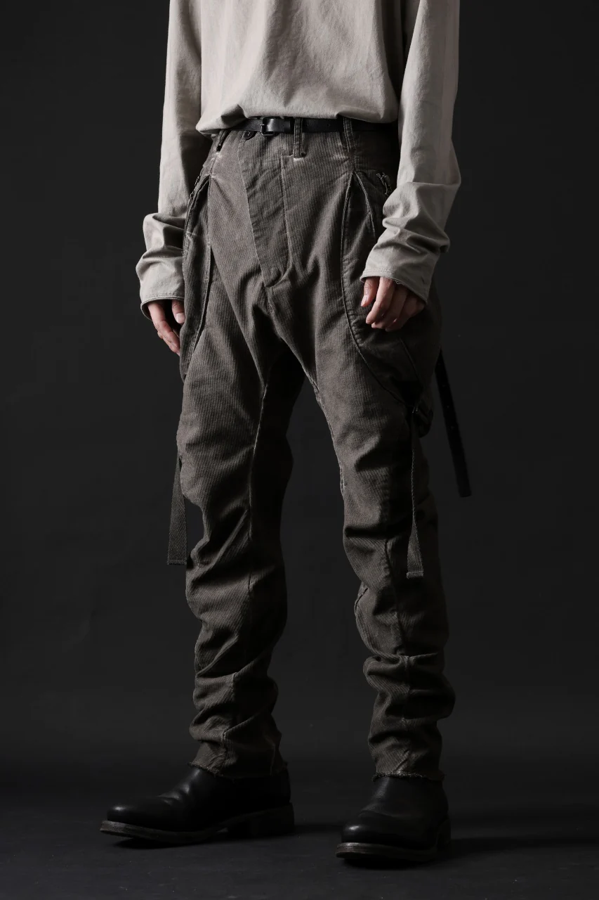 masnada BAGGY GUSSET POCKET PANTS / STRETCH RELIEF STRIPE COTTON (DUST) - Image 19