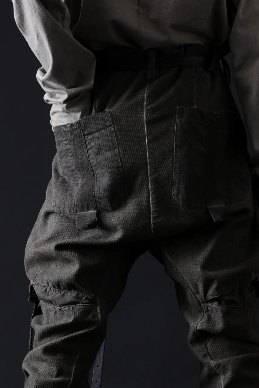 masnada BAGGY GUSSET POCKET PANTS / STRETCH RELIEF STRIPE COTTON (DUST) - Image 28