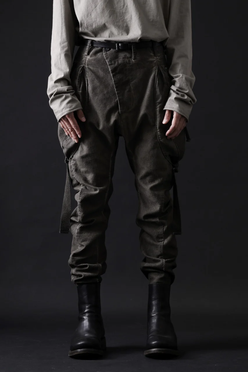 masnada BAGGY GUSSET POCKET PANTS / STRETCH RELIEF STRIPE COTTON (DUST) - Image 3