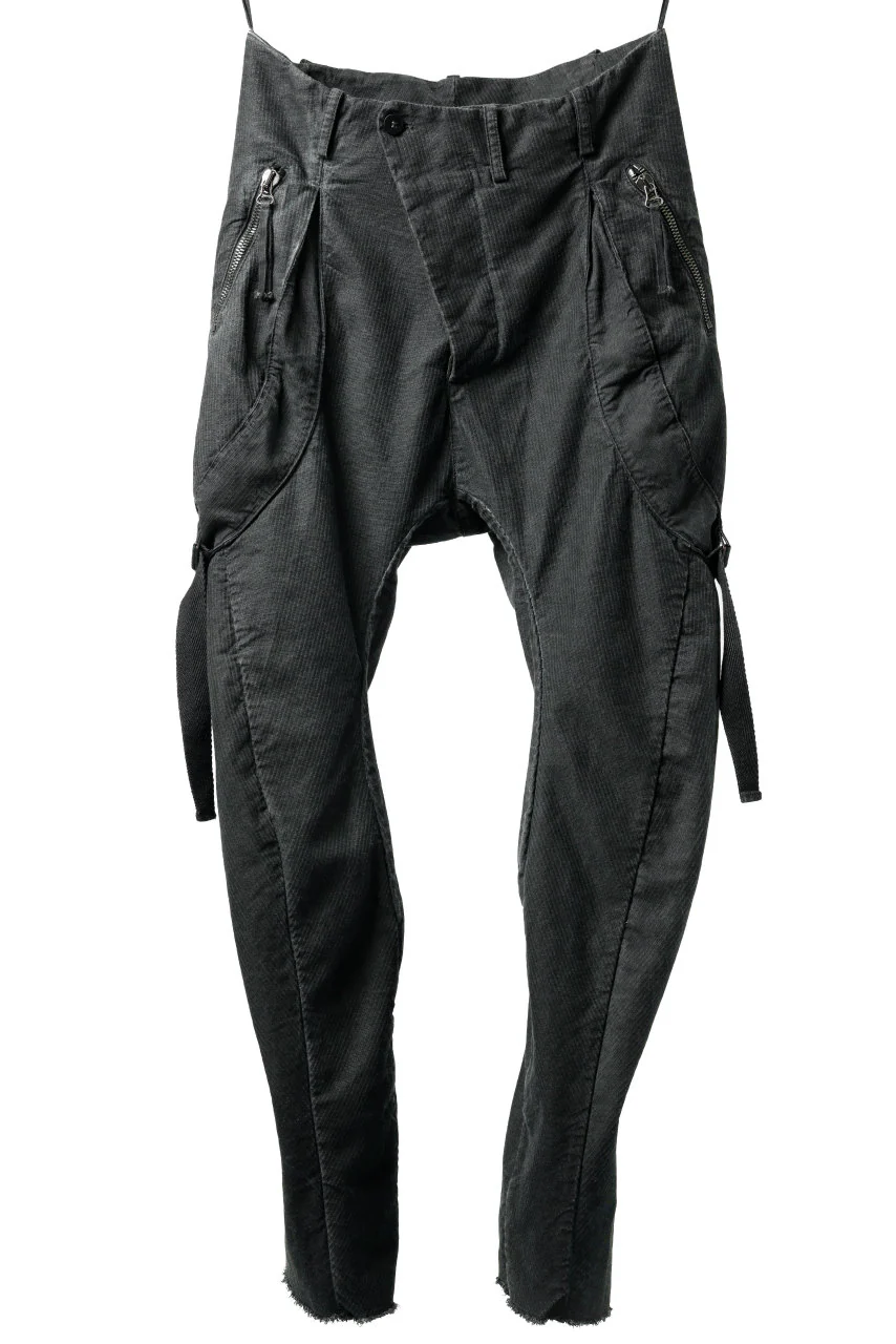masnada BAGGY GUSSET POCKET PANTS / STRETCH RELIEF STRIPE COTTON (LEGION)