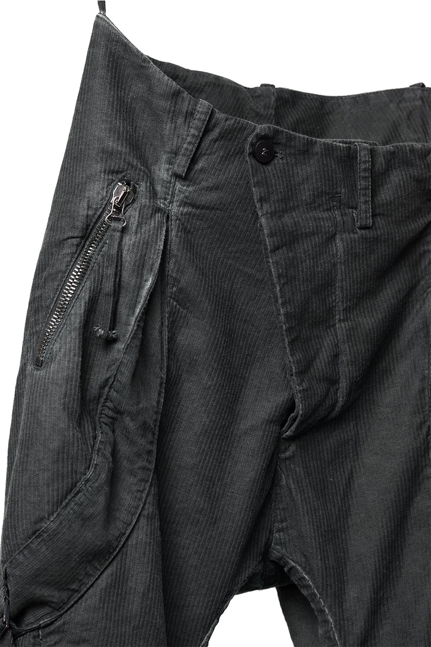 masnada BAGGY GUSSET POCKET PANTS / STRETCH RELIEF STRIPE COTTON (LEGION) - Image 12