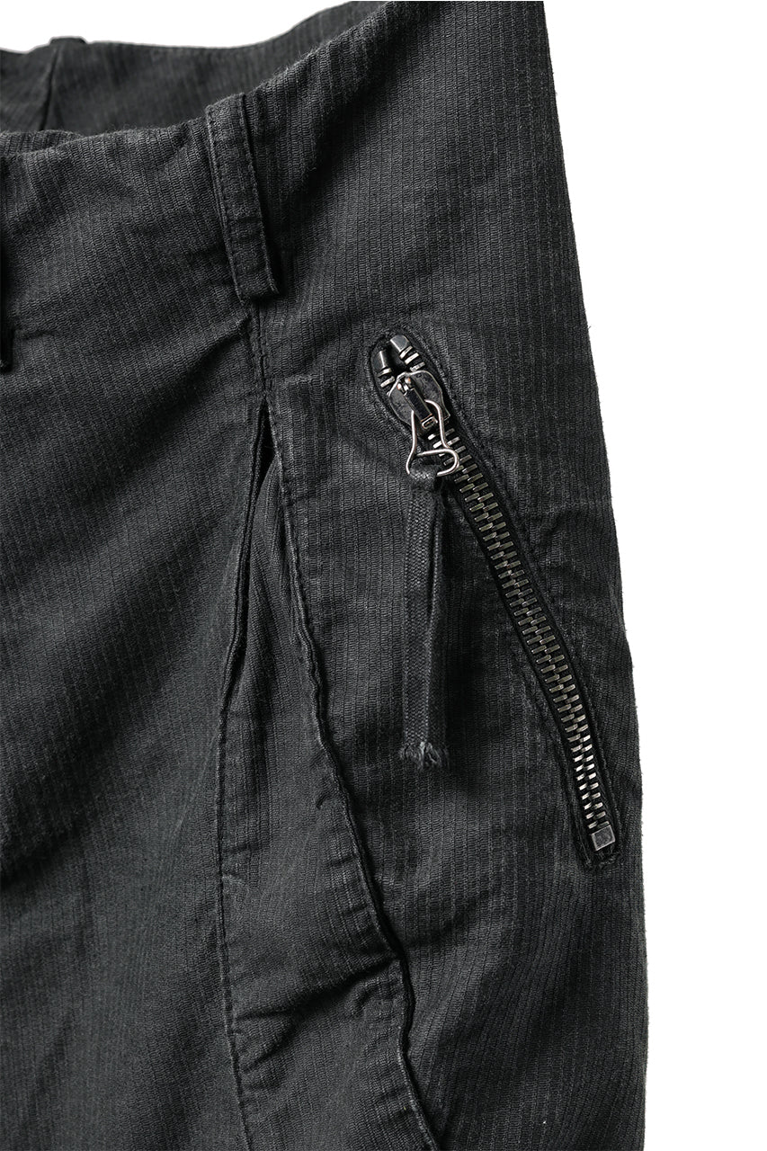 masnada BAGGY GUSSET POCKET PANTS / STRETCH RELIEF STRIPE COTTON (LEGION) - Image 14