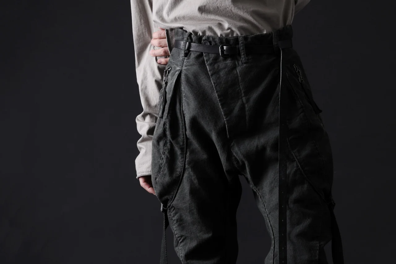 masnada BAGGY GUSSET POCKET PANTS / STRETCH RELIEF STRIPE COTTON (LEGION) - Image 28