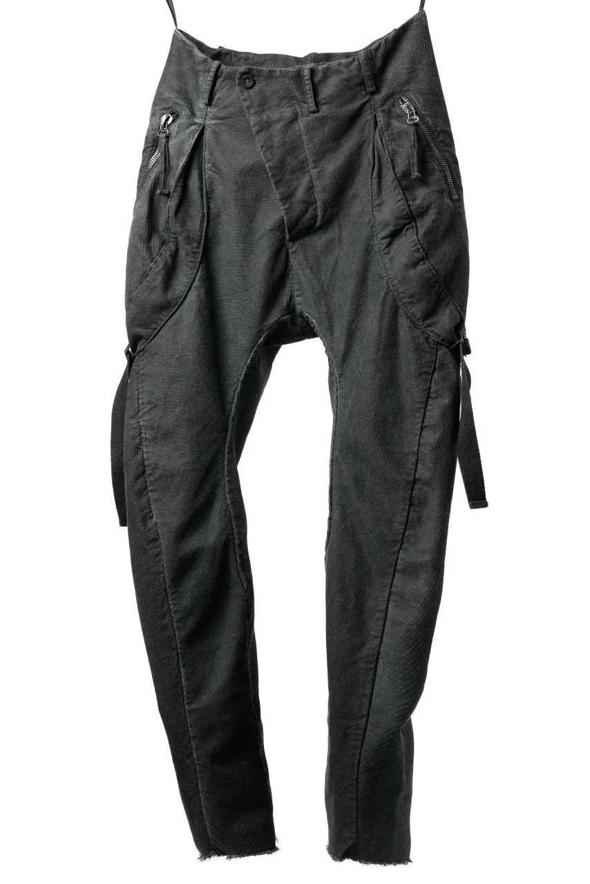masnada BAGGY GUSSET POCKET PANTS / STRETCH RELIEF STRIPE COTTON (LEGION) - Image 3