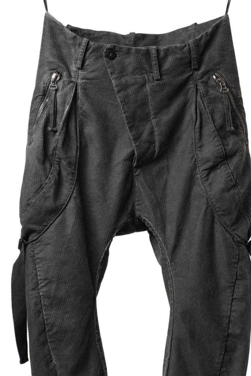 masnada BAGGY GUSSET POCKET PANTS / STRETCH RELIEF STRIPE COTTON (LEGION) - Image 6