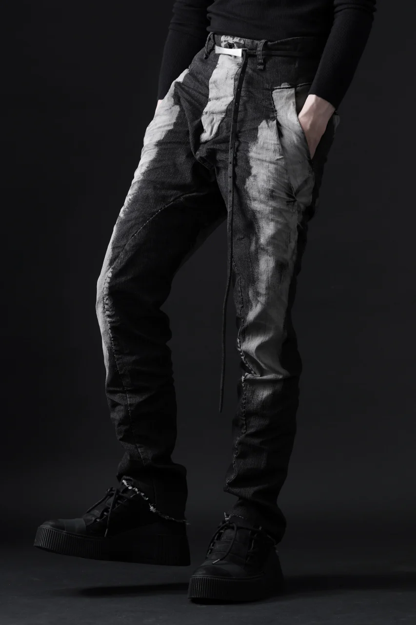 masnada BAGGY OBLIQUE POCKET JEANS / REPURPOSED STRETCH JEANS (CORRODED) - Image 2
