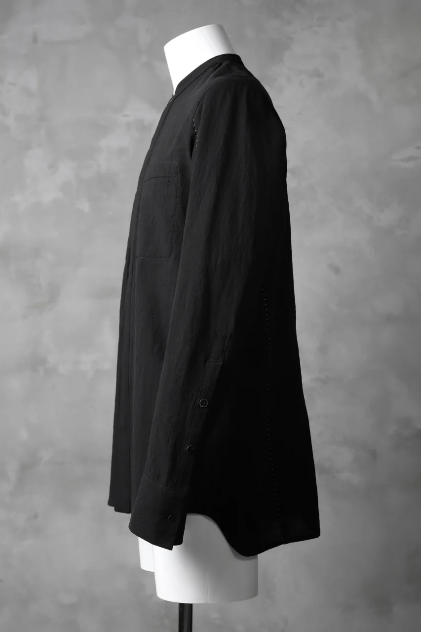 masnada COLLARLESS UNIFORM SHIRT / TESSUTO MISTO (BLACK) - Image 14